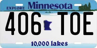 MN license plate 406TOE