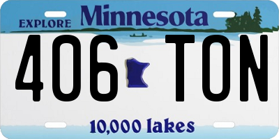MN license plate 406TON