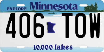MN license plate 406TOW
