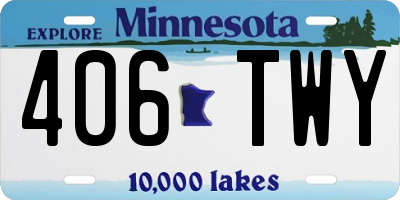 MN license plate 406TWY