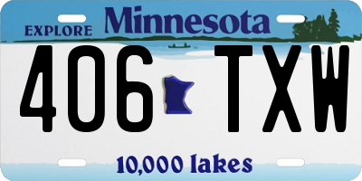 MN license plate 406TXW