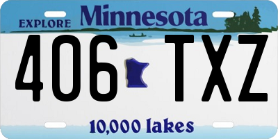 MN license plate 406TXZ