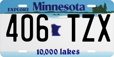 MN license plate 406TZX