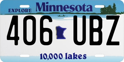 MN license plate 406UBZ