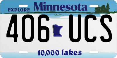 MN license plate 406UCS