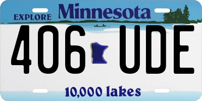 MN license plate 406UDE