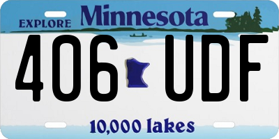 MN license plate 406UDF