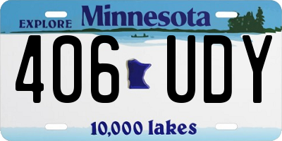 MN license plate 406UDY