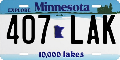 MN license plate 407LAK