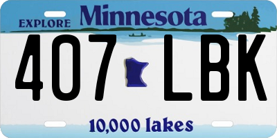 MN license plate 407LBK