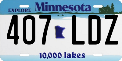 MN license plate 407LDZ