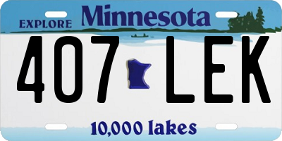 MN license plate 407LEK