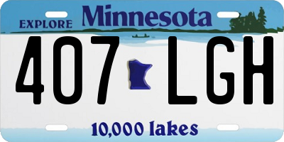 MN license plate 407LGH
