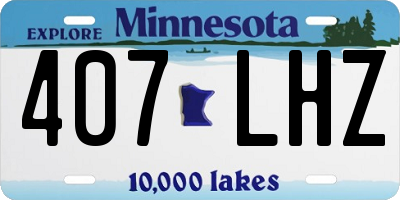 MN license plate 407LHZ