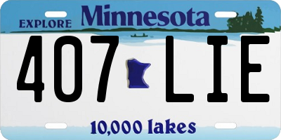 MN license plate 407LIE