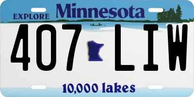 MN license plate 407LIW