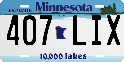 MN license plate 407LIX