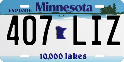 MN license plate 407LIZ