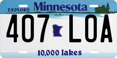 MN license plate 407LOA