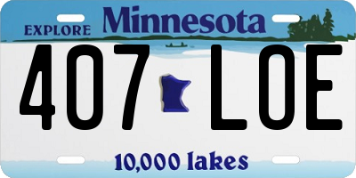 MN license plate 407LOE