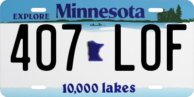 MN license plate 407LOF