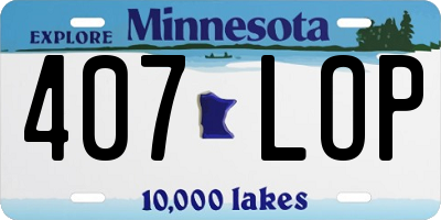 MN license plate 407LOP