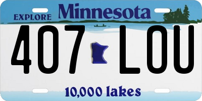 MN license plate 407LOU