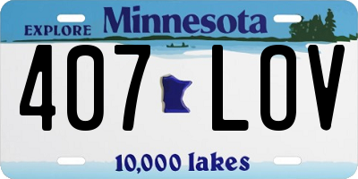 MN license plate 407LOV