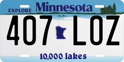 MN license plate 407LOZ