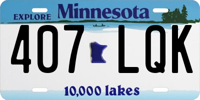 MN license plate 407LQK