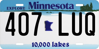 MN license plate 407LUQ