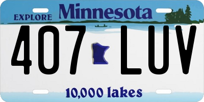 MN license plate 407LUV
