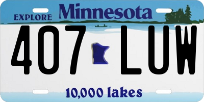 MN license plate 407LUW