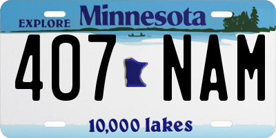 MN license plate 407NAM