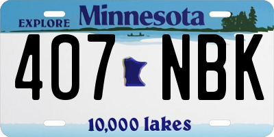 MN license plate 407NBK