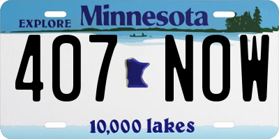 MN license plate 407NOW