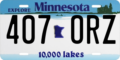 MN license plate 407ORZ
