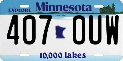MN license plate 407OUW