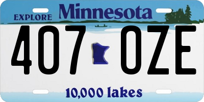 MN license plate 407OZE