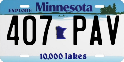 MN license plate 407PAV