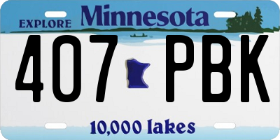 MN license plate 407PBK