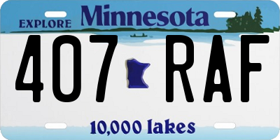 MN license plate 407RAF