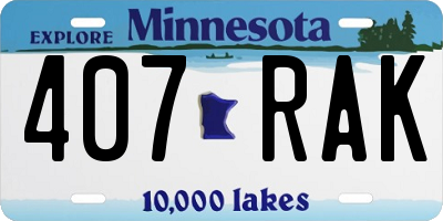 MN license plate 407RAK