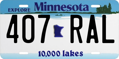 MN license plate 407RAL