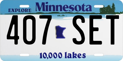 MN license plate 407SET