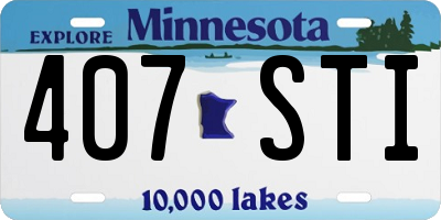MN license plate 407STI