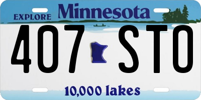 MN license plate 407STO