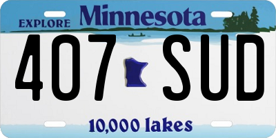MN license plate 407SUD