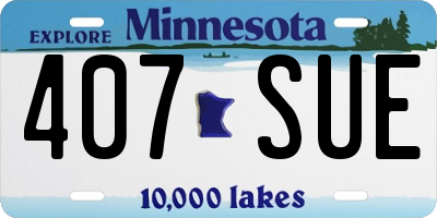 MN license plate 407SUE