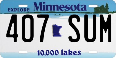 MN license plate 407SUM